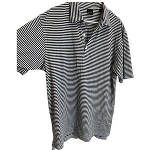 Dunning Golf performance black white striped polo shirt size XL